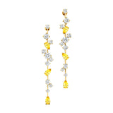 Fancy Yellow Sapphire Cluster Drop Earrings - GeumJewels