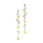 Fancy Yellow Sapphire Cluster Drop Earrings - GeumJewels