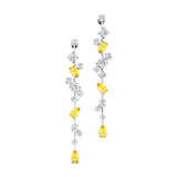 Fancy Yellow Sapphire Cluster Drop Earrings - GeumJewels