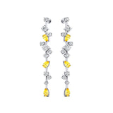 Fancy Yellow Sapphire Cluster Drop Earrings - GeumJewels