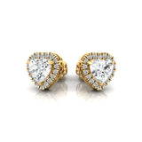 Heart Shaped Lab Diamond Halo Diamond Stud Earrings - GeumJewels