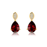 Illussion Set Diamond Earrings with Pear Cut Garnet - GeumJewels