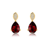Illussion Set Diamond Earrings with Pear Cut Garnet - GeumJewels