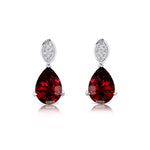 Illussion Set Diamond Earrings with Pear Cut Garnet - GeumJewels