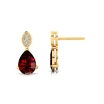 Illussion Set Diamond Earrings with Pear Cut Garnet - GeumJewels
