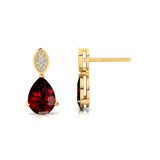Illussion Set Diamond Earrings with Pear Cut Garnet - GeumJewels