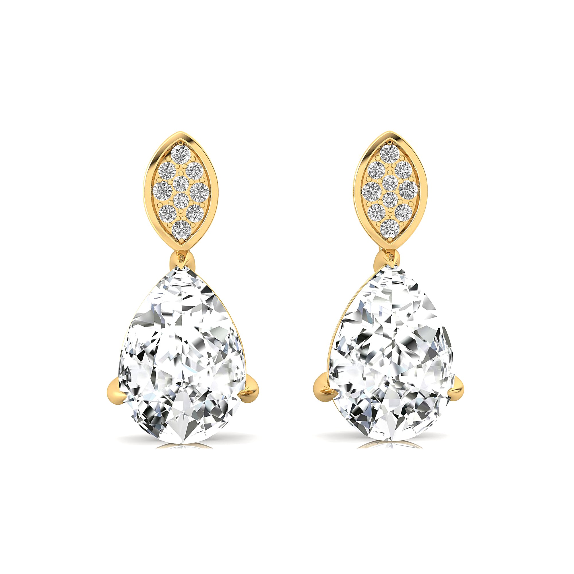 Illussion Set Diamond Earrings with Pear Cut Lab Diamond - GeumJewels