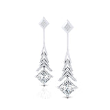 Inverted Princess Cut Lab Diamond Drop Earrings with Diamonds - GeumJewels