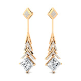 Inverted Princess Cut Lab Diamond Drop Earrings with Diamonds - GeumJewels