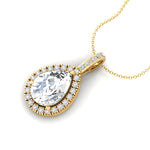 Lab Diamond Teardrop Pendant with Diamond Halo - GeumJewels