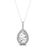 Lab Diamond Teardrop Pendant with Diamond Halo - GeumJewels