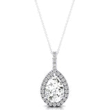 Lab Diamond Teardrop Pendant with Diamond Halo - GeumJewels