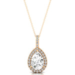Lab Diamond Teardrop Pendant with Diamond Halo - GeumJewels