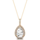 Lab Diamond Teardrop Pendant with Diamond Halo - GeumJewels