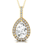 Lab Diamond Teardrop Pendant with Diamond Halo - GeumJewels