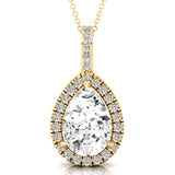 Lab Diamond Teardrop Pendant with Diamond Halo - GeumJewels