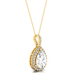 Lab Diamond Teardrop Pendant with Diamond Halo - GeumJewels