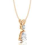 Lab Diamond Teardrop Pendant with Solitaire Diamond - GeumJewels