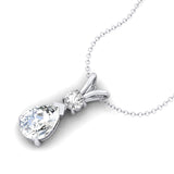 Lab Diamond Teardrop Pendant with Solitaire Diamond - GeumJewels