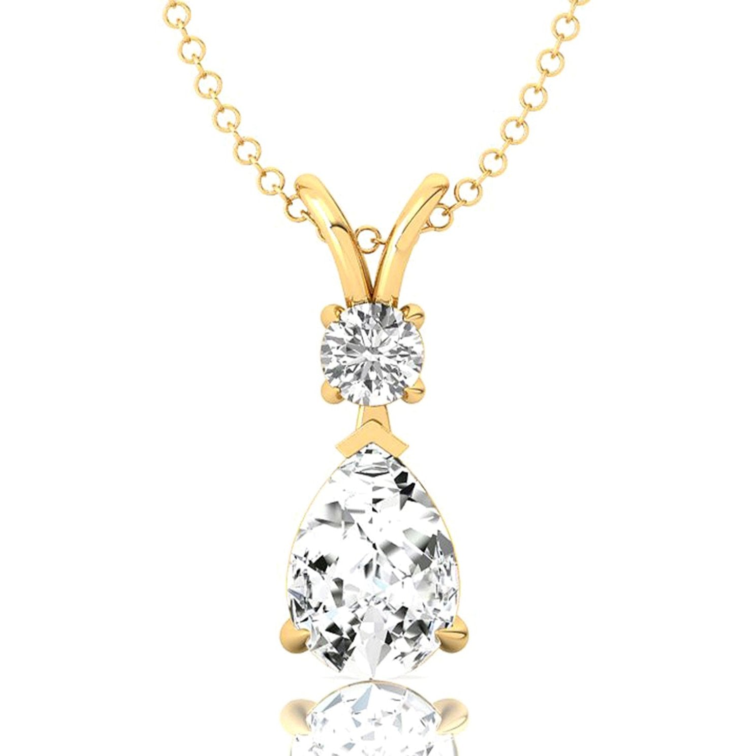 Lab Diamond Teardrop Pendant with Solitaire Diamond - GeumJewels