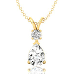 Lab Diamond Teardrop Pendant with Solitaire Diamond - GeumJewels