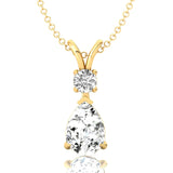 Lab Diamond Teardrop Pendant with Solitaire Diamond - GeumJewels