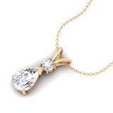 Lab Diamond Teardrop Pendant with Solitaire Diamond - GeumJewels