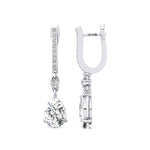 Lever Back Diamond Drop Earrings with Pear Cut Lab Diamond - GeumJewels
