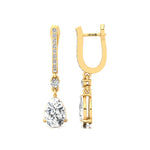 Lever Back Diamond Drop Earrings with Pear Cut Lab Diamond - GeumJewels