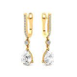 Lever Back Diamond Drop Earrings with Pear Cut Lab Diamond - GeumJewels