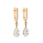 Lever Back Diamond Drop Earrings with Pear Cut Lab Diamond - GeumJewels