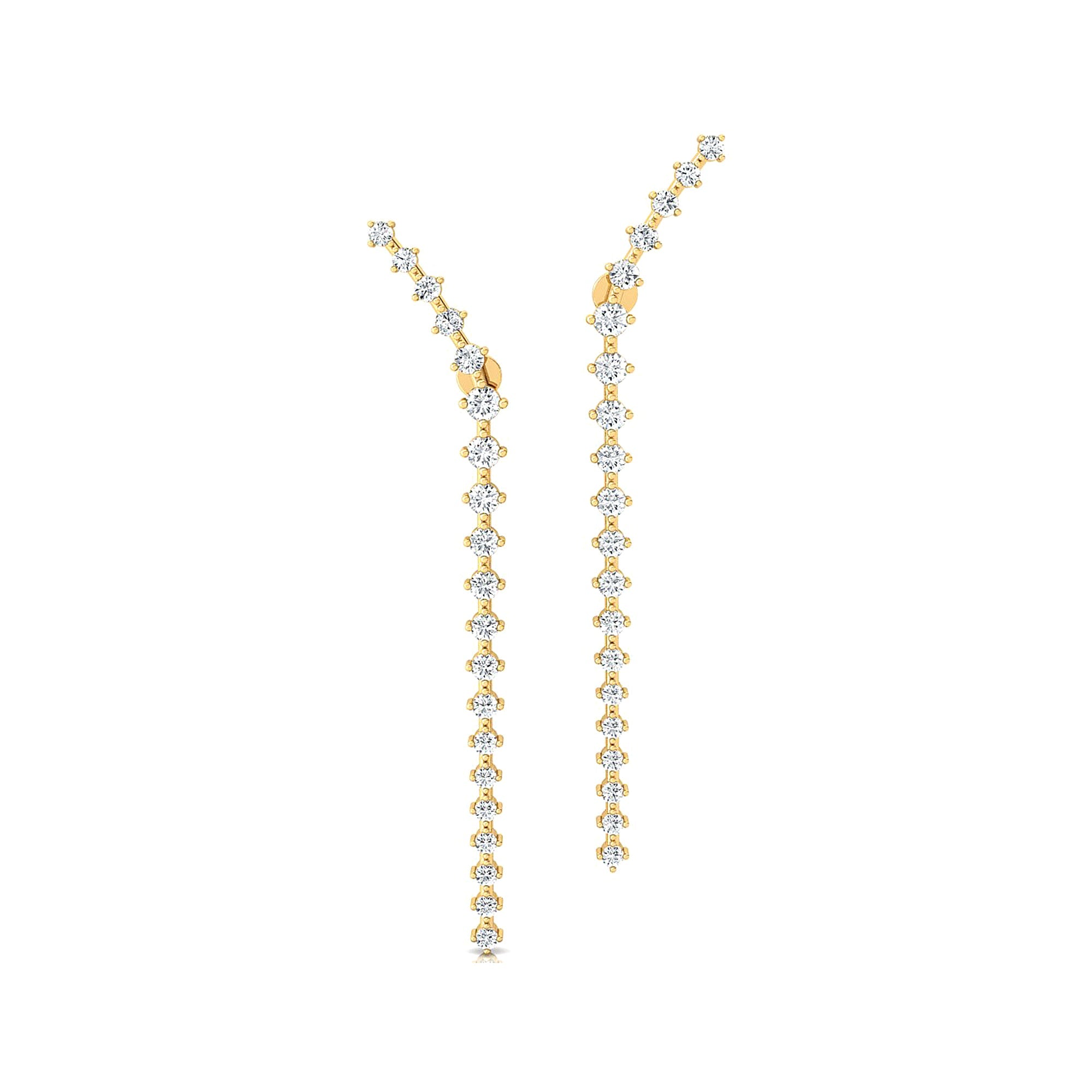 Linear Diamond Drop Earrings - GeumJewels