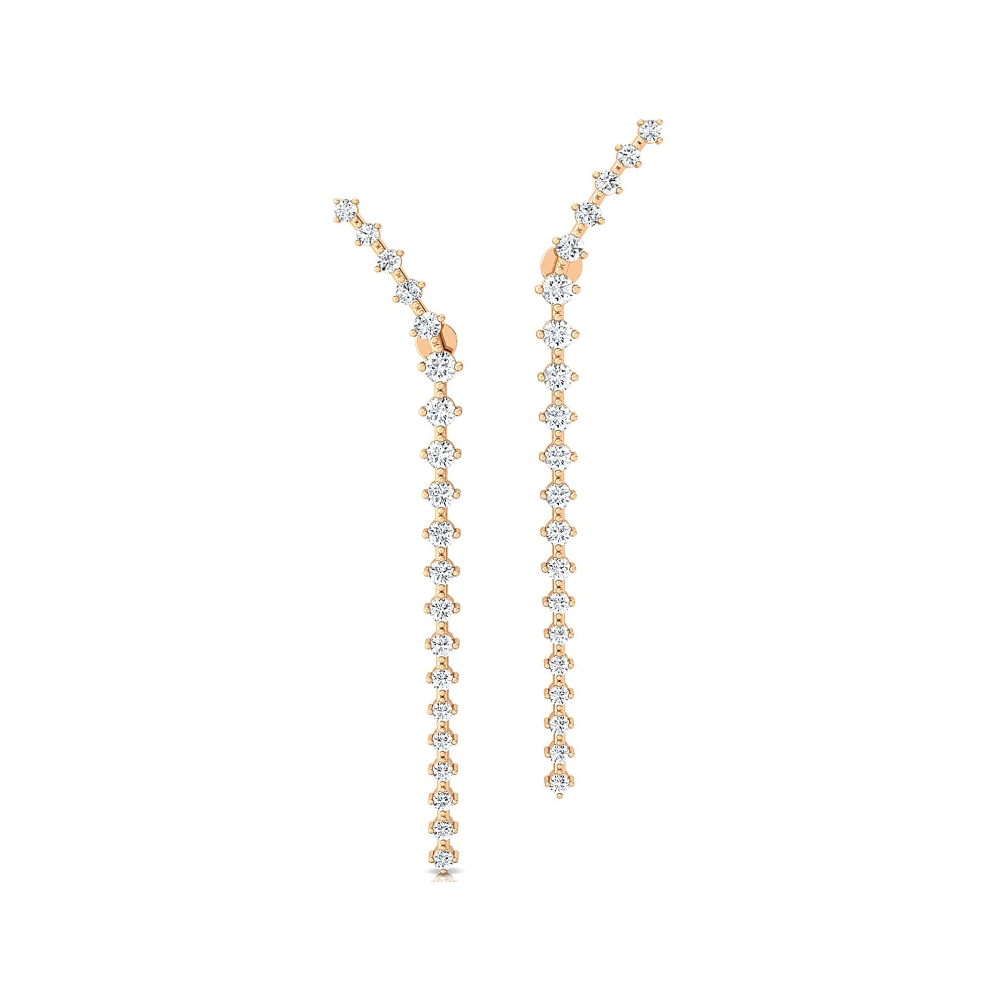 Linear Diamond Drop Earrings - GeumJewels