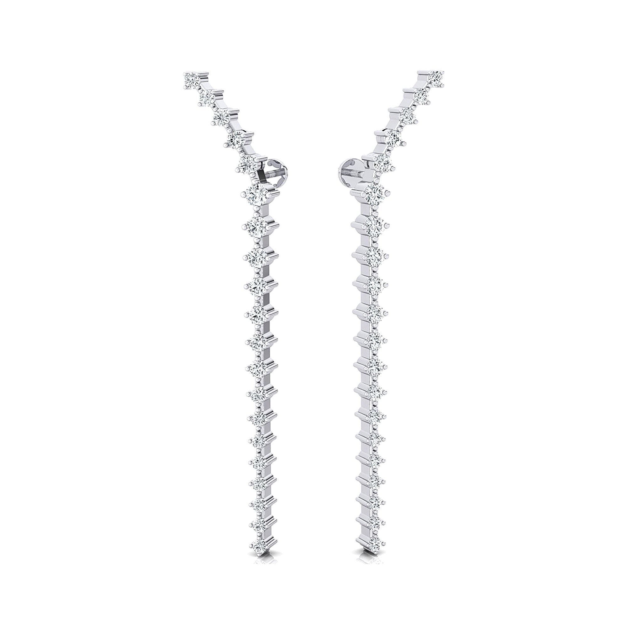 Linear Diamond Drop Earrings - GeumJewels