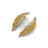 Nature Inspired Feather Shaped Cocktail Yellow Sapphire Earrings with Diamond Accents - GeumJewels