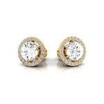 Round Solitaire Lab Diamond Halo Diamond Stud Earrings - GeumJewels