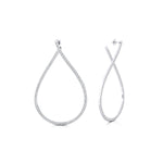 Single Liner Diamond Teardrop Style Hoop Earrings - GeumJewels