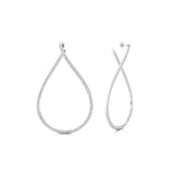 Single Liner Diamond Teardrop Style Hoop Earrings - GeumJewels
