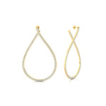Single Liner Diamond Teardrop Style Hoop Earrings - GeumJewels