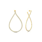 Single Liner Diamond Teardrop Style Hoop Earrings - GeumJewels