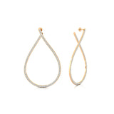 Single Liner Diamond Teardrop Style Hoop Earrings - GeumJewels