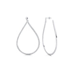 Single Liner Diamond Teardrop Style Hoop Earrings - GeumJewels
