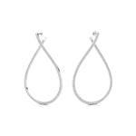 Single Liner Diamond Teardrop Style Hoop Earrings - GeumJewels