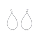 Single Liner Diamond Teardrop Style Hoop Earrings - GeumJewels