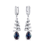 Spiral Diamond Pear Cut Alexandrite Dangle Earrings - GeumJewels