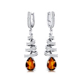 Spiral Diamond Pear Cut Citrine Dangle Earrings - GeumJewels