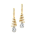 Spiral Diamond Pear Cut Lab Diamond Dangle Earrings - GeumJewels