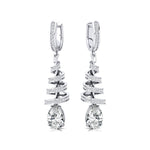 Spiral Diamond Pear Cut Lab Diamond Dangle Earrings - GeumJewels