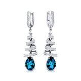 Spiral Diamond Pear Cut London Blue Topaz Dangle Earrings - GeumJewels