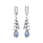 Spiral Diamond Pear Cut Moonstone Dangle Earrings - GeumJewels